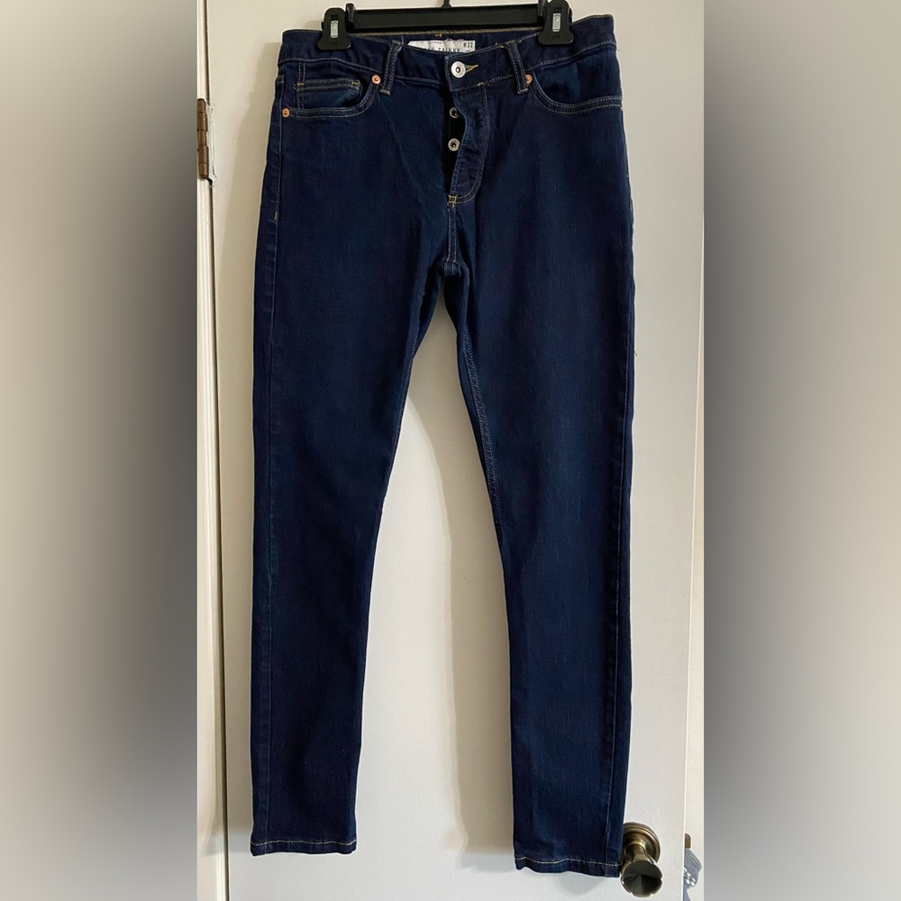 Topman Stretch Skinny Jeans in Deep Blue